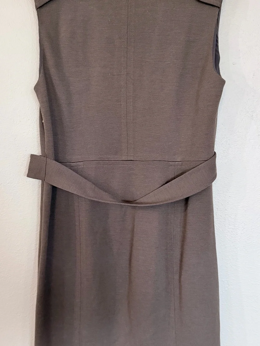 Tory Burch Sleeveless V-Neck Midi Dress in Taupe